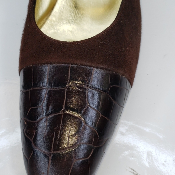 Pancaldi brown suede/croco toe & heel size 8.5AA - Picture 5 of 9